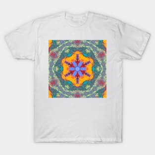 Psychedelic Hippie Orange Blue and Teal T-Shirt